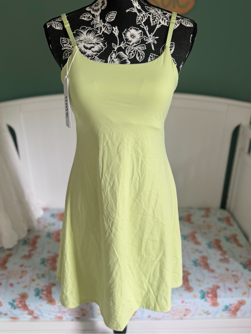 Lime Green Athletic Spaghetti Strap A-Line Dress